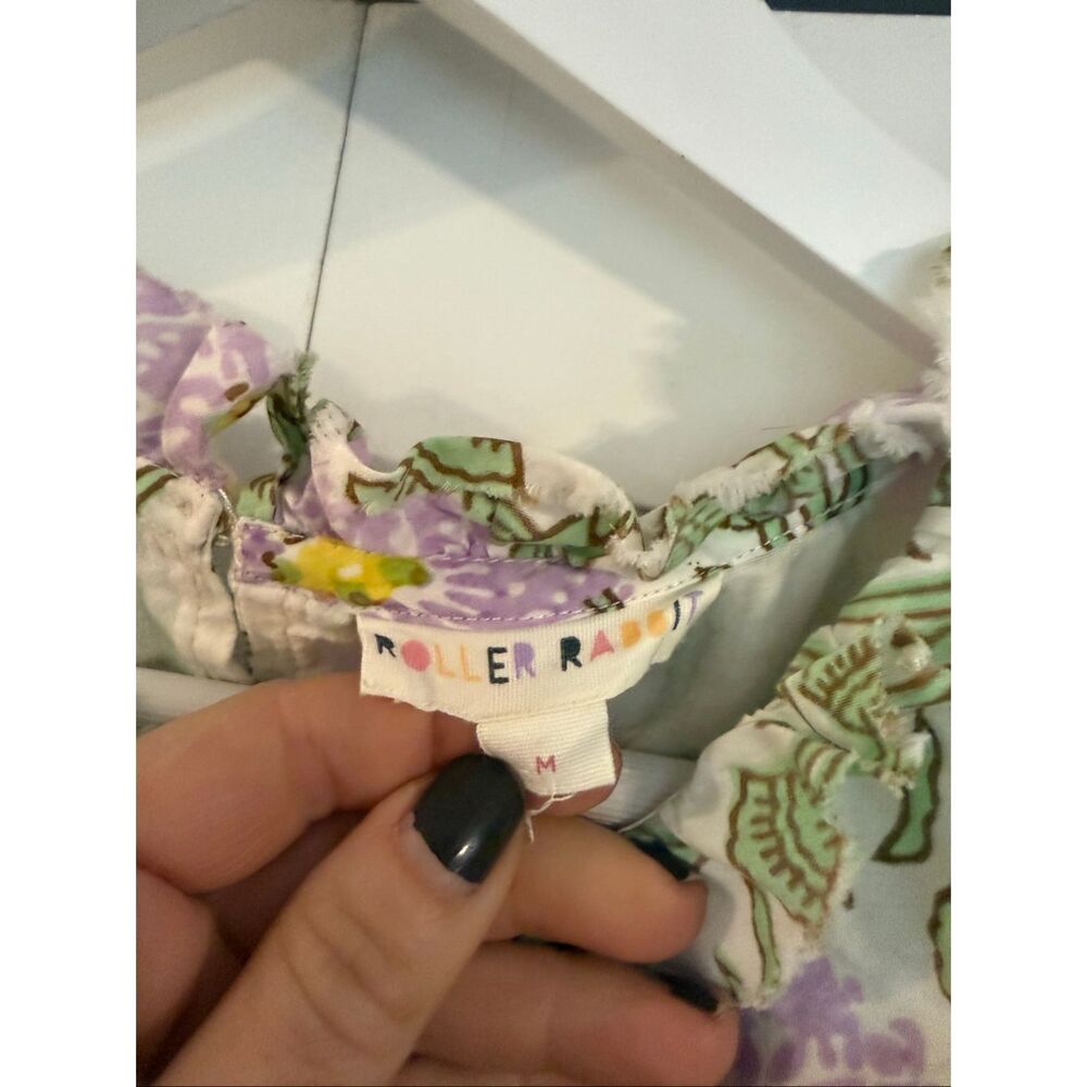 Roller Rabbit Daphne green and purple Floral midi dress size M - Picture 4 of 10